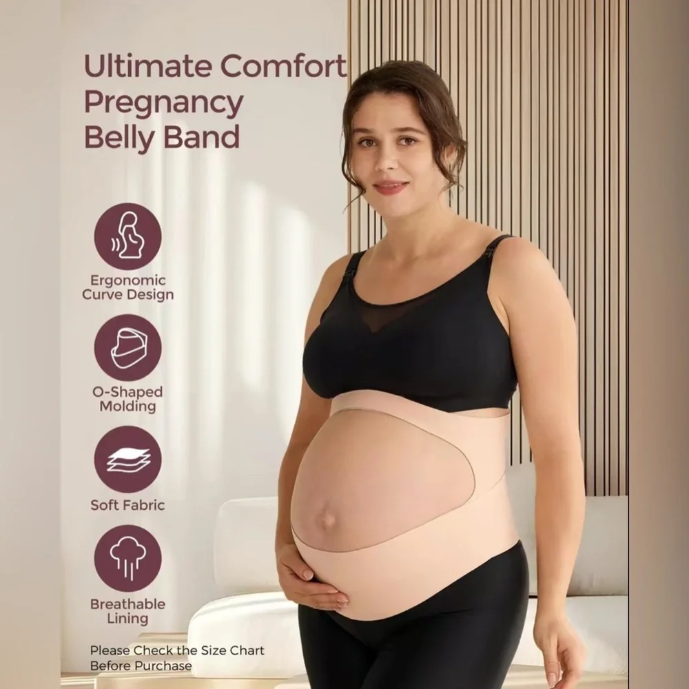 MomCozy Pregnancy Belly Band Pink L - Picture 2 of 12